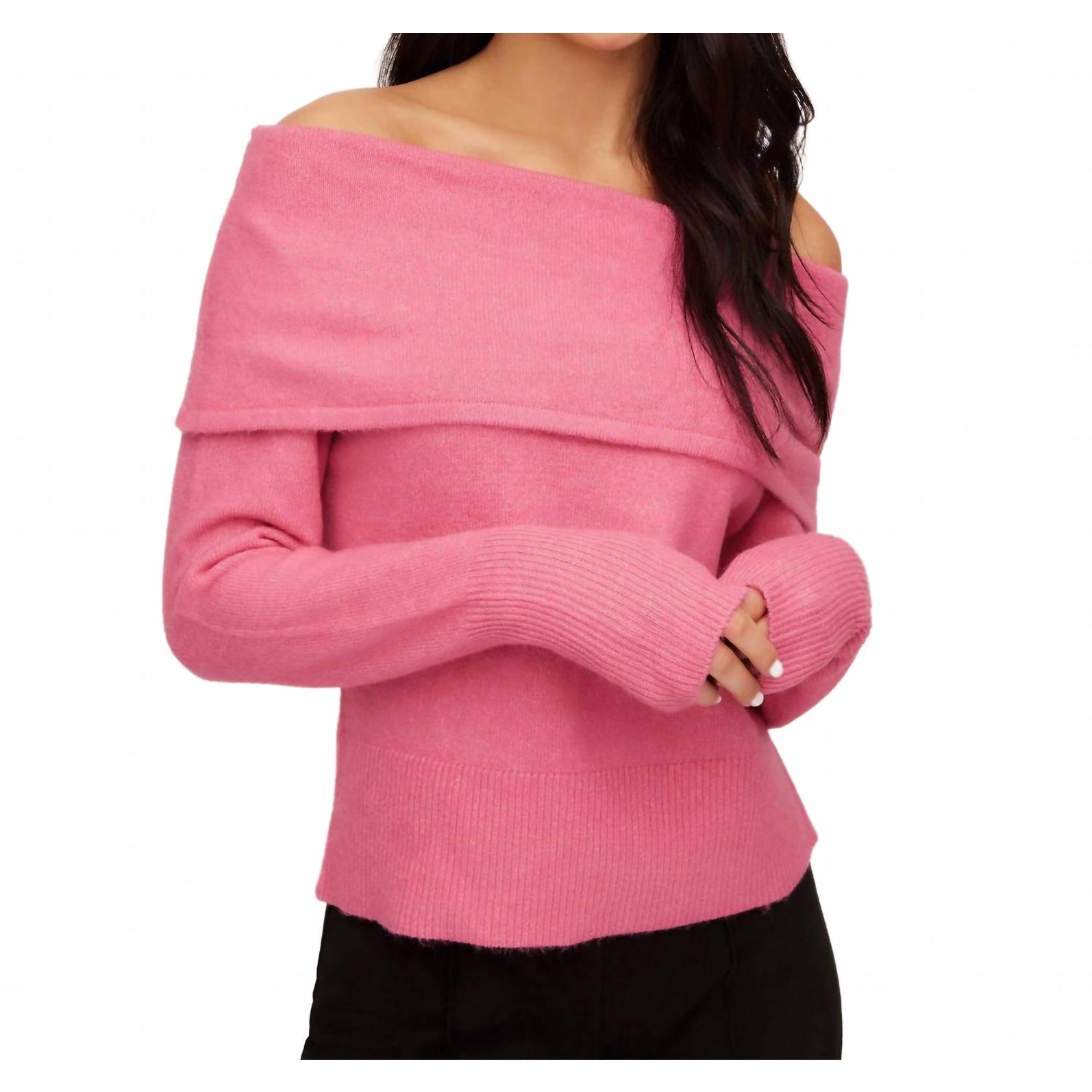 New Fifteen Twenty Monique Off The Shoulder Sweater In Pink